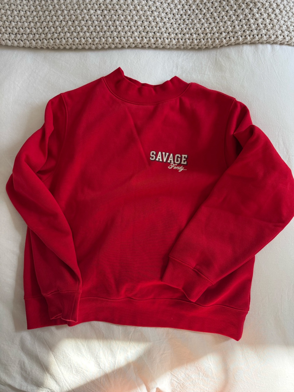 Savage Fenty Embroidered Red Crewneck Sweatshirt